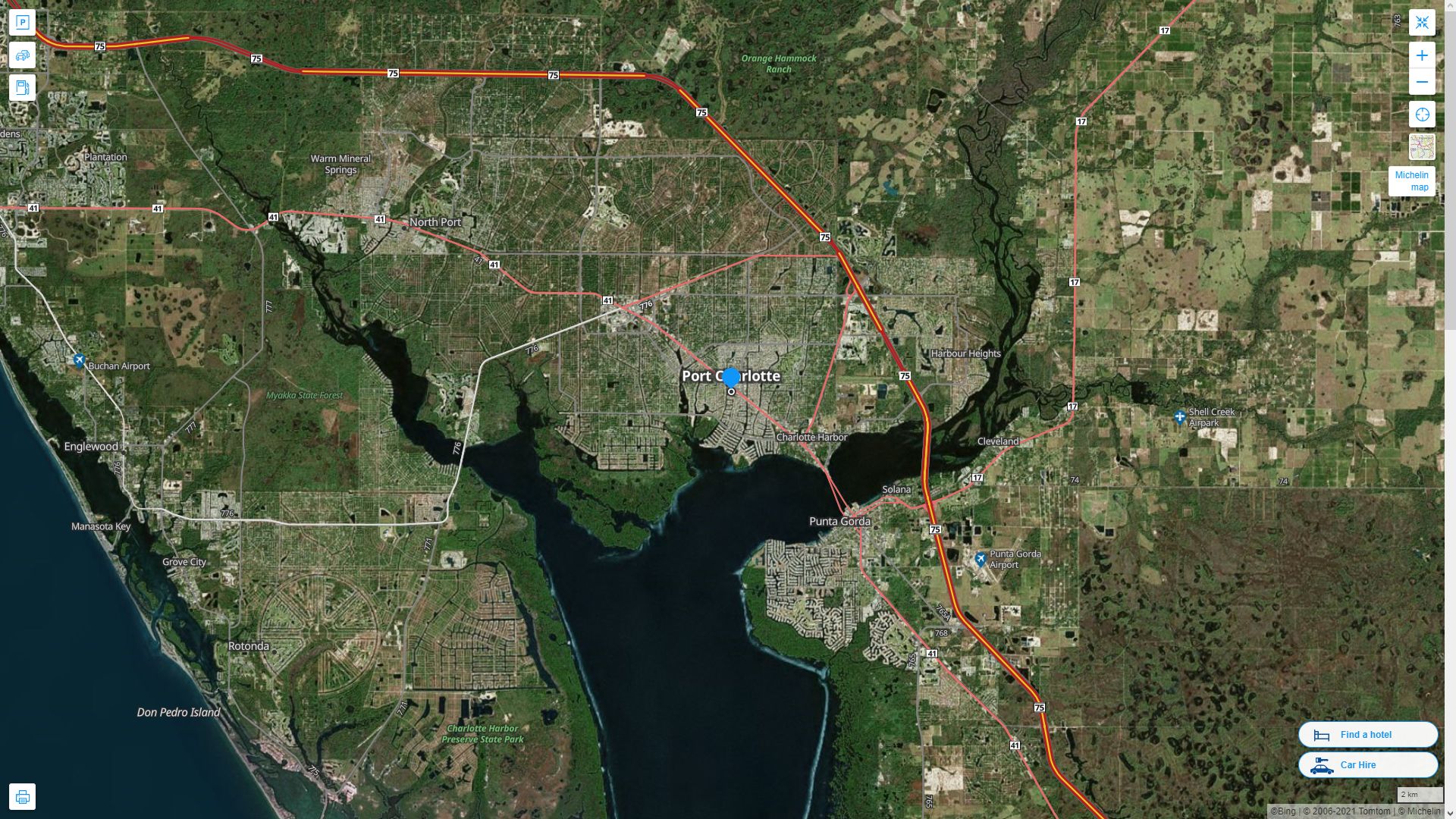 Port Charlotte Florida Highway and Road Map with Satellite View